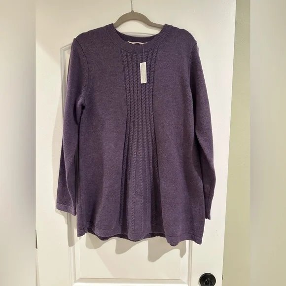 Soft Surroundings Deep Purple Cable Knit Top - Picture 1 of 5